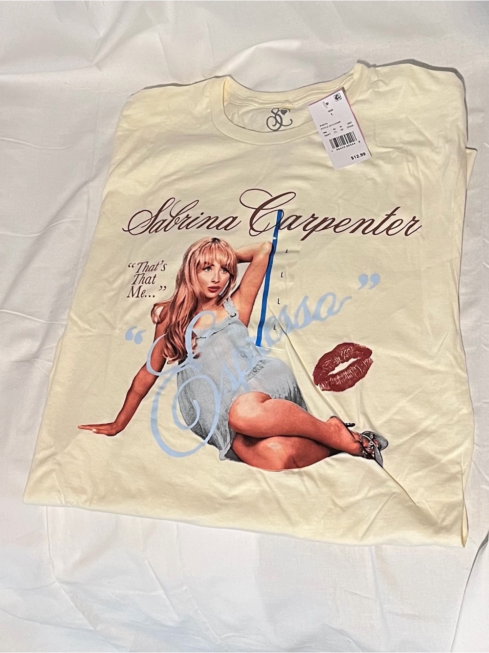 Sabrina Carpenter Graphic Tee - Cream Vintage-Style Women’s Top
